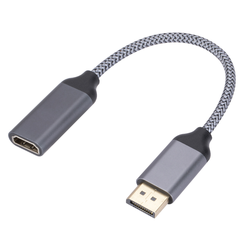 DP į HDMI adapterio kabelis DP01A, 4K60Hz, DP vyr. – HDMI moteriai, 15 cm vario branduolys