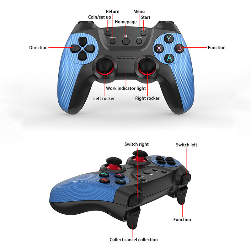 Spēļu konsole ar 64GB atmiņu, bezvadu HDMI, divi kontrolieri, PC-USB, nostalģisks arkādes stils