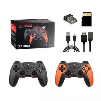 Nostalgijas spēļu konsole X2Ultra ar 64GB atmiņu, 2.4G bezvadu, HDMI televizora izeja, dubultie joysticki, PSP spēles diviem spēlētājiem