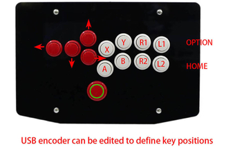 Hitbox stila arkādes USB vadības ierīce ar pilnu taustiņu komplektu; akrila korpuss; OEM pielāgošana; modelis 009; PC saderīgs