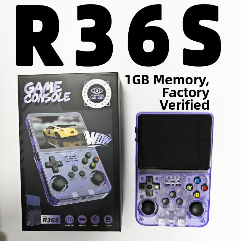 Džojstika rokas spēļu konsole ar 1 GB atmiņu, 64 bitu OS, USB-C interfeisu, 3,5 mm audio ligzdu, akcijas spēles, nostalģisks stils