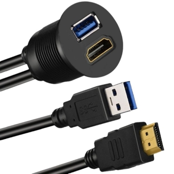 Automobilski HDMI USB 3.0 panel kabel – vodootporan, OFC bakar, injekcijsko oblikovanje, duljina 1 m ili 2 m