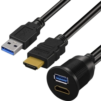 Automobilski HDMI USB 3.0 panel kabel – vodootporan, OFC bakar, injekcijsko oblikovanje, duljina 1 m ili 2 m