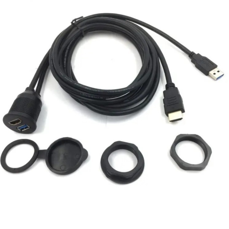 Automobilski HDMI USB 3.0 panel kabel – vodootporan, OFC bakar, injekcijsko oblikovanje, duljina 1 m ili 2 m