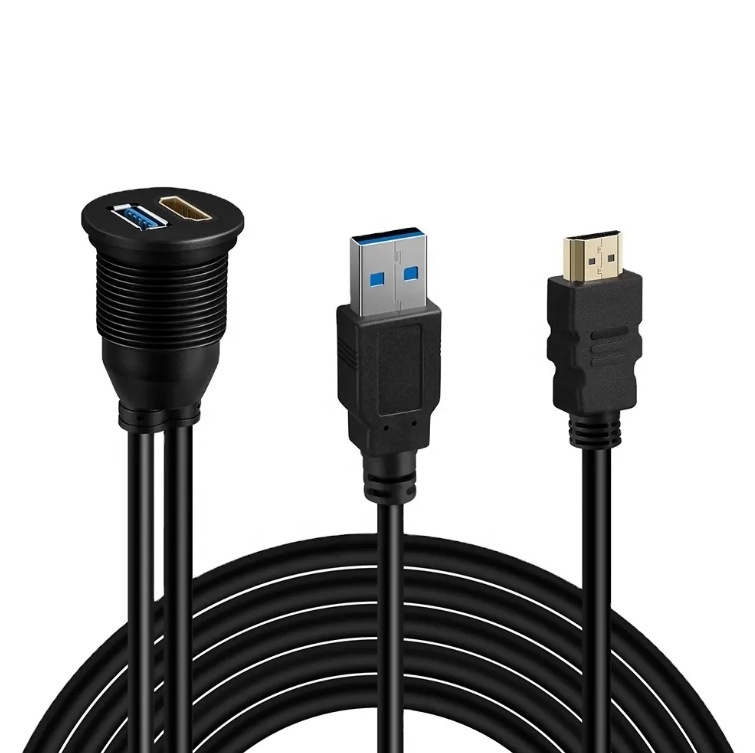 Automobilski HDMI USB 3.0 panel kabel – vodootporan, OFC bakar, injekcijsko oblikovanje, duljina 1 m ili 2 m