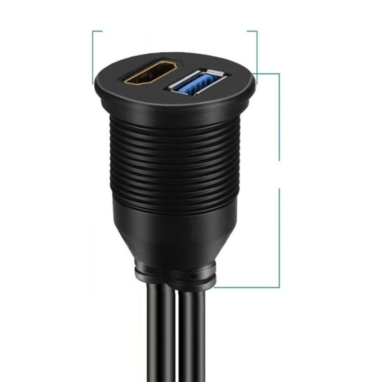 Automobilski HDMI USB 3.0 panel kabel – vodootporan, OFC bakar, injekcijsko oblikovanje, duljina 1 m ili 2 m