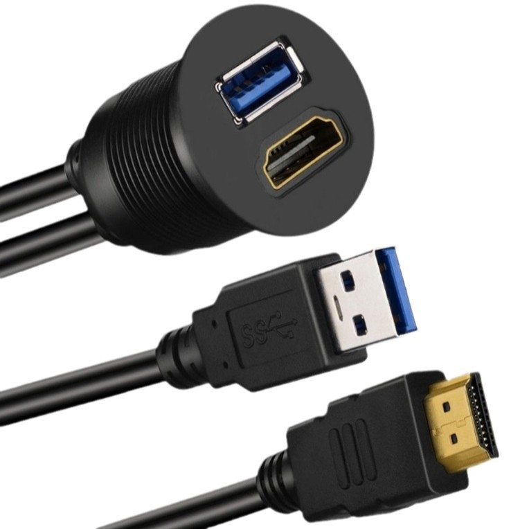 Automobilski HDMI USB 3.0 panel kabel – vodootporan, OFC bakar, injekcijsko oblikovanje, duljina 1 m ili 2 m
