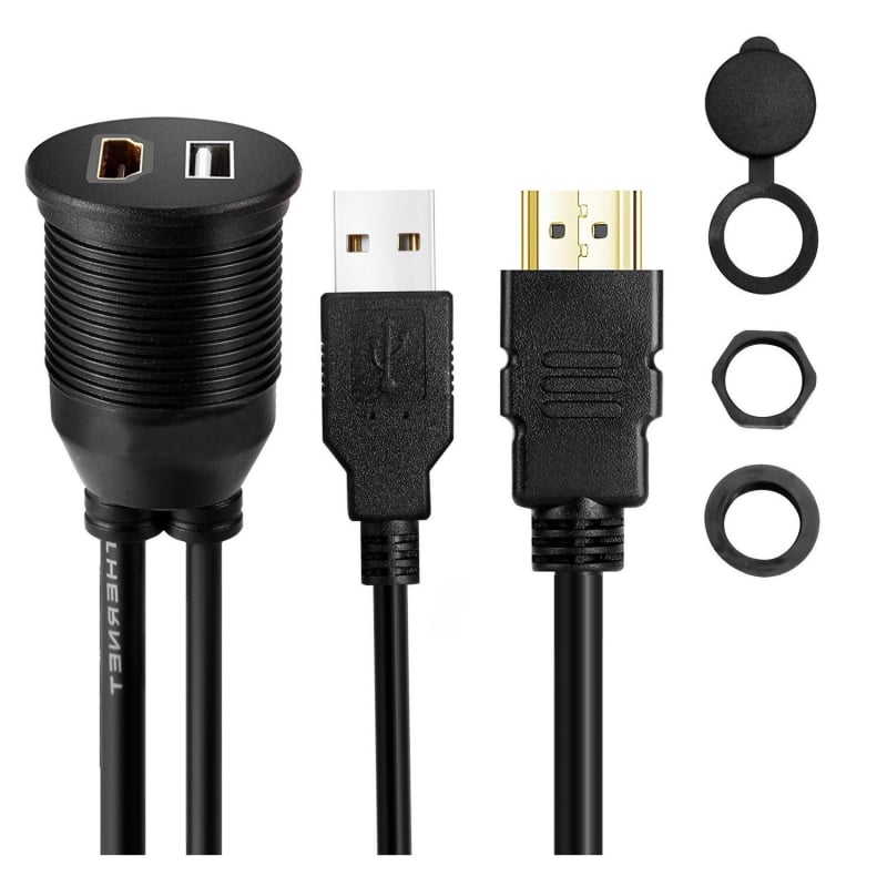 Vodootporan USB 2.0 HDMI kabel za automobile, motocikle i instrument ploču, muško–ženski konektor, duljina 1 ili 2 m