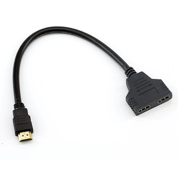 HDMI kabel 1 na 2, adapter kabel, zlatno-platinasto HDMI sučelje, verzija 1.4