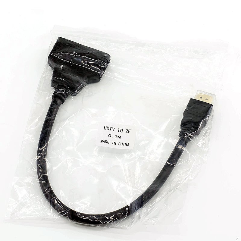 HDMI kabel 1 na 2, adapter kabel, zlatno-platinasto HDMI sučelje, verzija 1.4