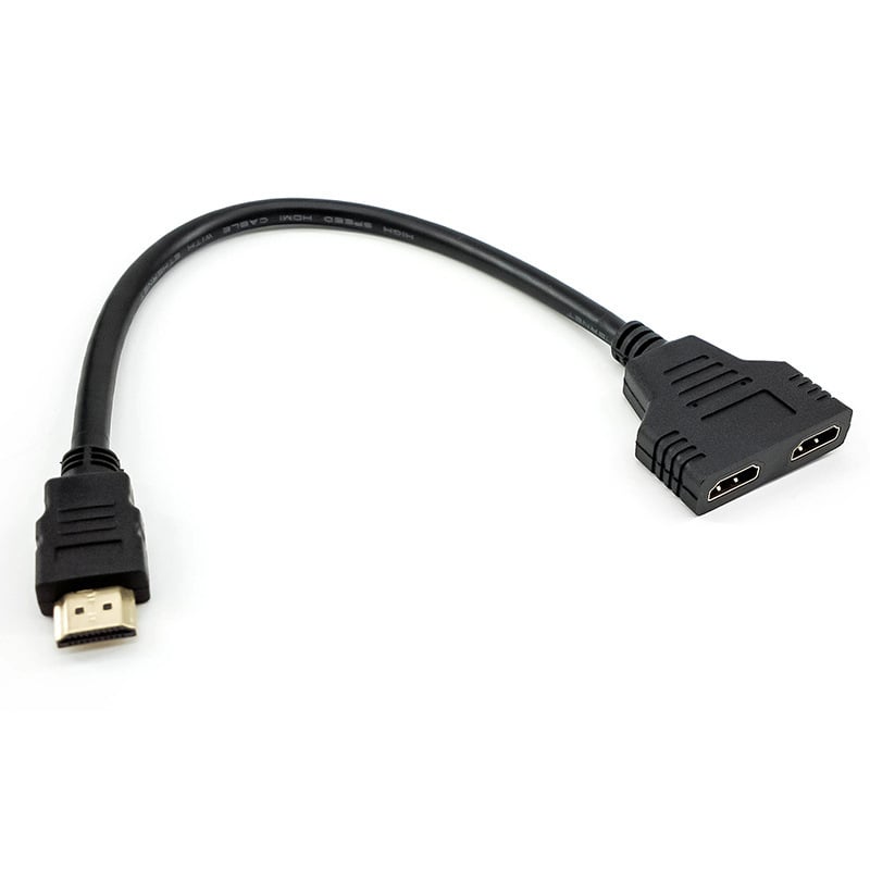 HDMI kabel 1 na 2, adapter kabel, zlatno-platinasto HDMI sučelje, verzija 1.4