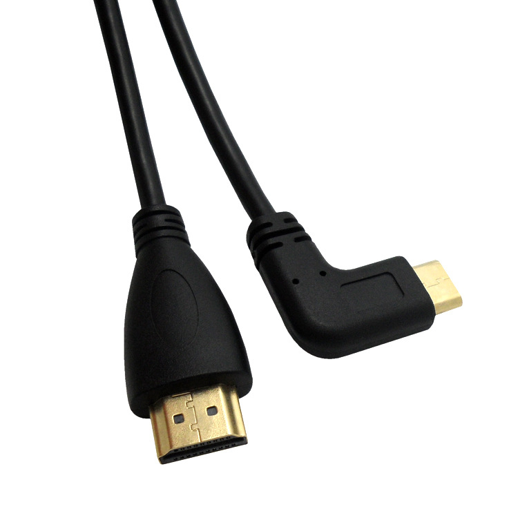 Cloud Outreach Mini HDMI–HDMI kabel, 90° kut, duljina 1 m, zlatni kontakti, HDMI 1.4, bakar bez oksidacije