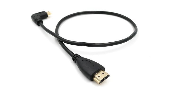 Cloud Outreach Mini HDMI–HDMI kabel, 90° kut, duljina 1 m, zlatni kontakti, HDMI 1.4, bakar bez oksidacije