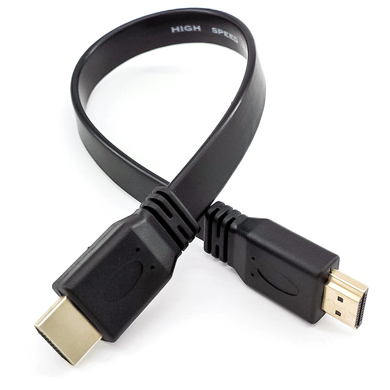 HDMI lapos kábel, 24K aranyozott Type-A csatlakozók, rézbevonatú acélmag, HDMI 1.4