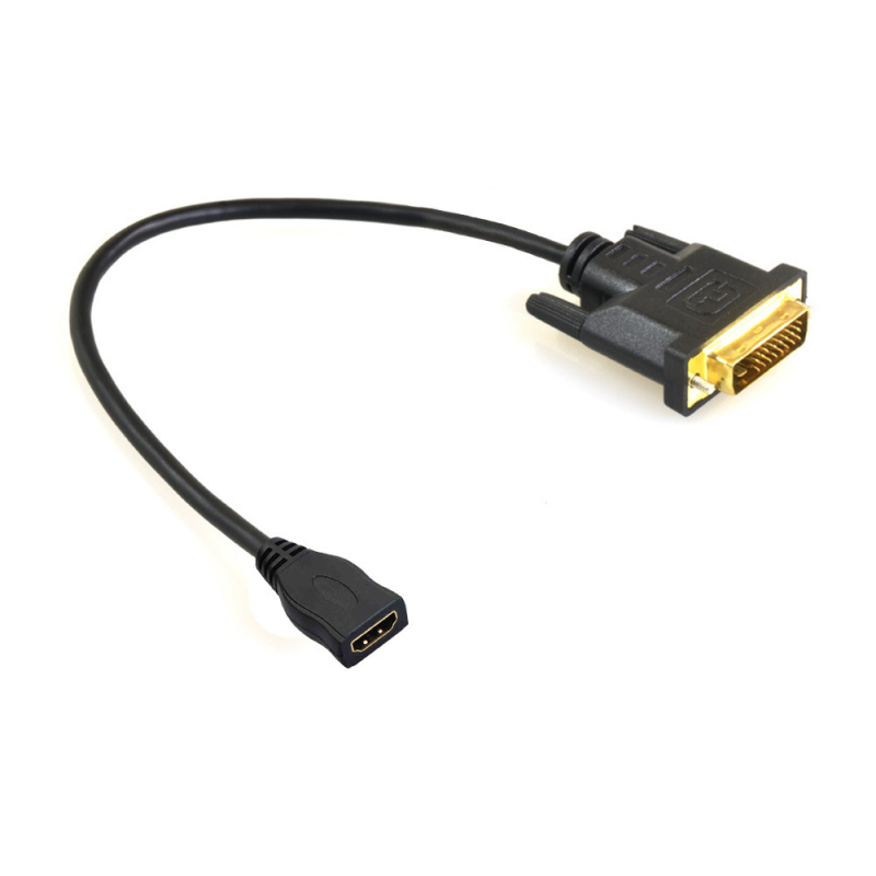 Obostrani DVI-HDMI adapter kabel s bakrenim vodičima, DVI i HDMI priključcima, duljina 30 cm.