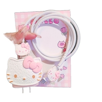 TPU защитник за кабел с котешки дизайн за Apple 18W/20W зарядно – антисчупване, карикатурен стил