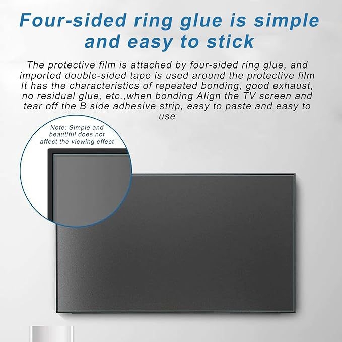 TV anti-kék fény védő fólia, anti-reflexiós és anti-glare bevonattal, 3 rétegű PET fólia, tömeg 300 g