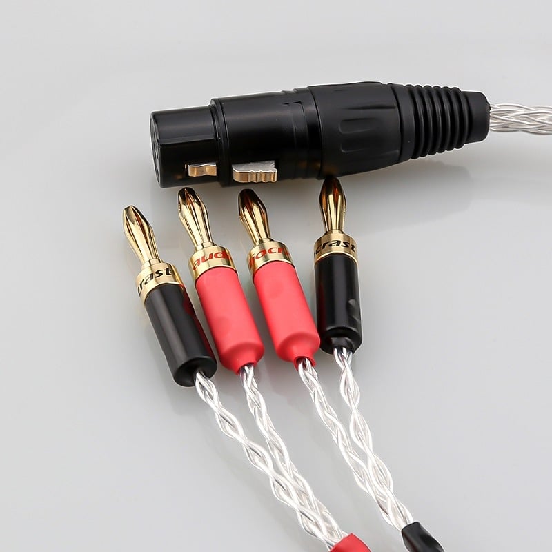 Audiocrast/Kales 819AG Strieborné potiahnuté, 4‑žilový XLR na banán kábel, vyvážený zvukový kábel s pozlátenou konštrukciou