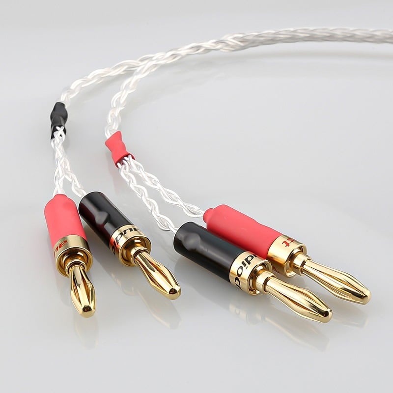 Audiocrast/Kales 819AG Strieborné potiahnuté, 4‑žilový XLR na banán kábel, vyvážený zvukový kábel s pozlátenou konštrukciou