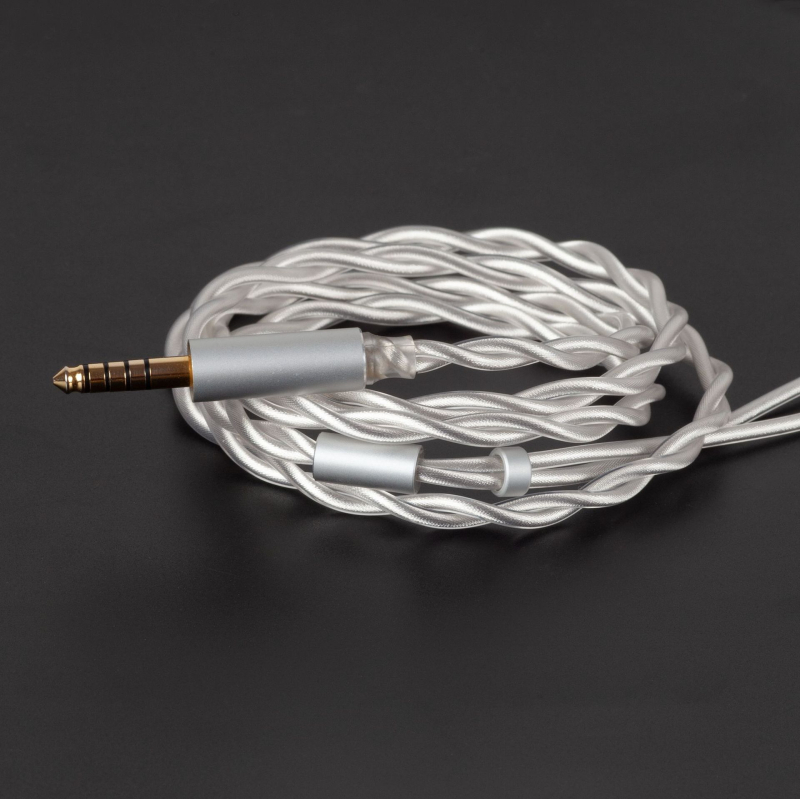2–žilový koaxiálny kábel pre slúchadlá MMCX, model A10, strieborné potiahnuté meďové vodiče, proces: strieborné potiahnutie, IS9001 certifikát, vyvážený výstup 4.4mm/2.5mm