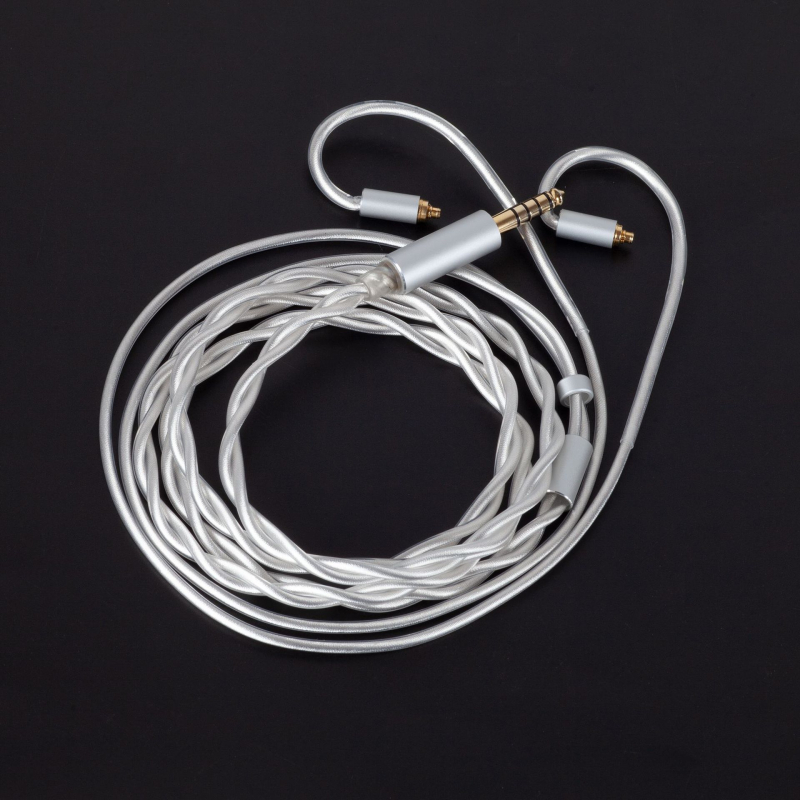 2–žilový koaxiálny kábel pre slúchadlá MMCX, model A10, strieborné potiahnuté meďové vodiče, proces: strieborné potiahnutie, IS9001 certifikát, vyvážený výstup 4.4mm/2.5mm