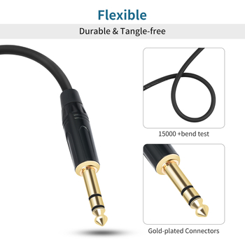 TC145BK Izbalansirani audiokabel 1/4 inč TRS–TRS, zlatom prevučeno, jezgro od čistog bakra
