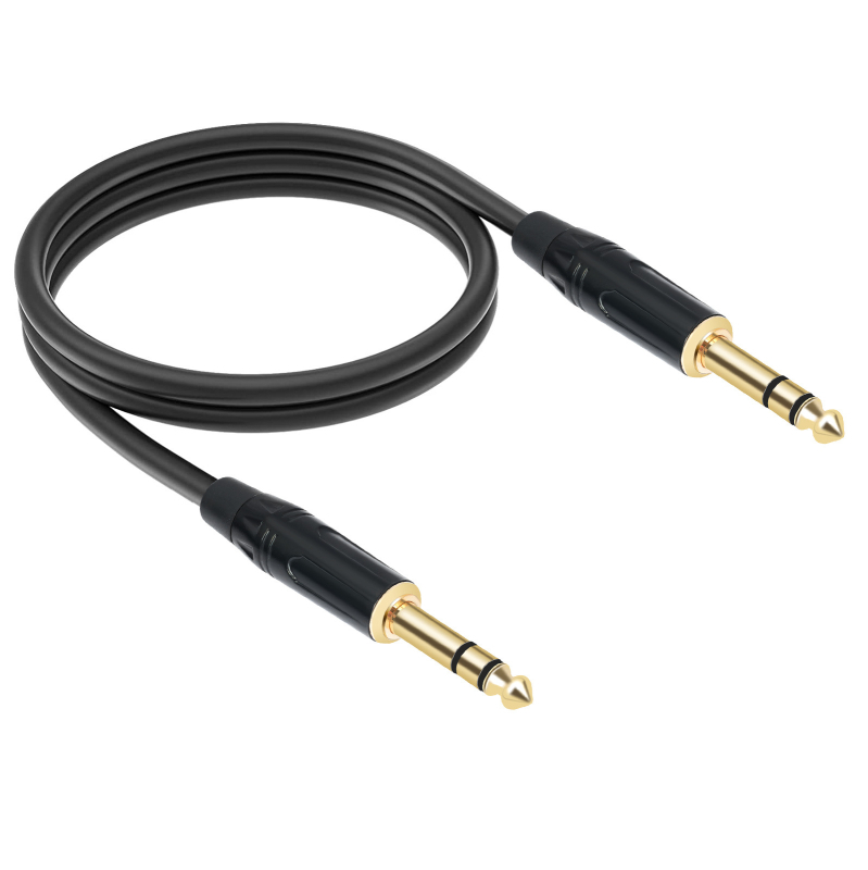 TC145BK Izbalansirani audiokabel 1/4 inč TRS–TRS, zlatom prevučeno, jezgro od čistog bakra