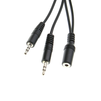Trustworthy audio kabel 3,5 mm ženski na 2×3,5 mm muški za dijeljeni zvuk – bakreno jezgro, bakreni vod, model 3.5F na 2×3.5M