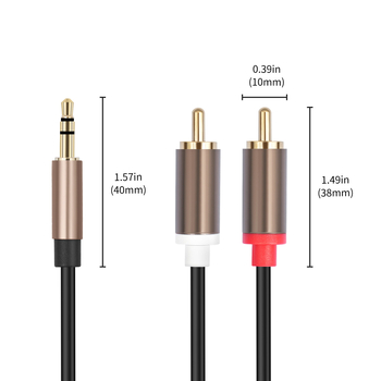 Audio kabel 3,5 mm na 2 RCA, REXLIS 3492; pozlaćeni konektori; bakreni vodnik; signala linija