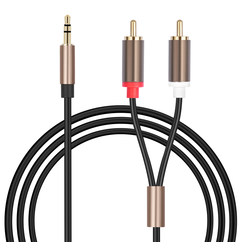 Audio kabel 3,5 mm na 2 RCA, REXLIS 3492; pozlaćeni konektori; bakreni vodnik; signala linija