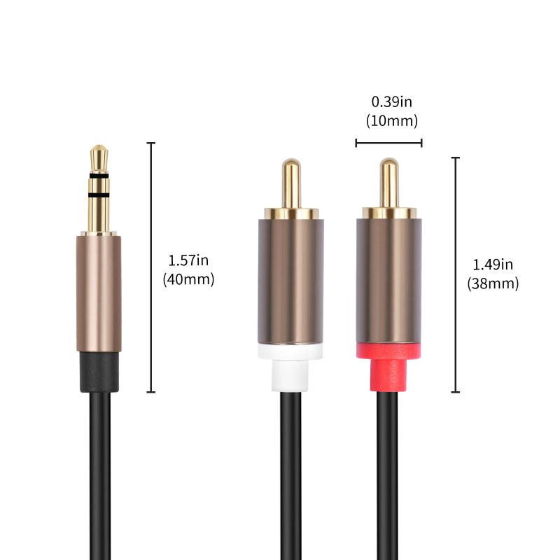 Audio kabel 3,5 mm na 2 RCA, REXLIS 3492; pozlaćeni konektori; bakreni vodnik; signala linija