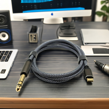 Cablu audio Type-C la 6,5 mm, TRS cu 3 conductori pentru chitară și amplificator, placat cu aur