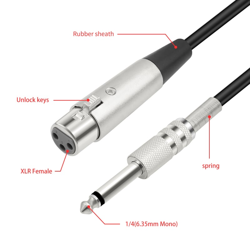 Cablu microfon, 6,35 mm la XLR-F, mono, conductori din cupru, înveliș PVC, grosime izolație 2 mm, model BK3045K1