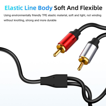 Audio adaptera kabelis: 3,5 mm sieviešu savienotājs uz 2x RCA vīriešu, vara kodols, Ximi Technology, tīkla atskaņotāja piederumi