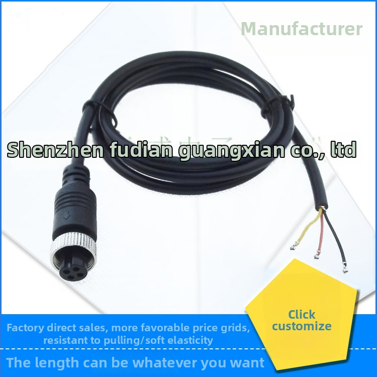 GX12-4P 3-dzīvju aviācijas asti līnija auto kamerai savienojumam (aviācijas sievietes kontakti uz 3-dzīdu vadus), pielāgojama