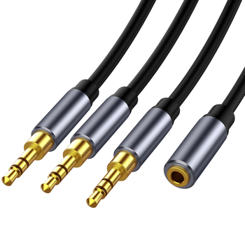 Zlatni 3,5 mm audio kabel, razdjelnik 1 na 3, ženski na muške, bakrena jezgra, univerzalno za 3,5 mm uređaje