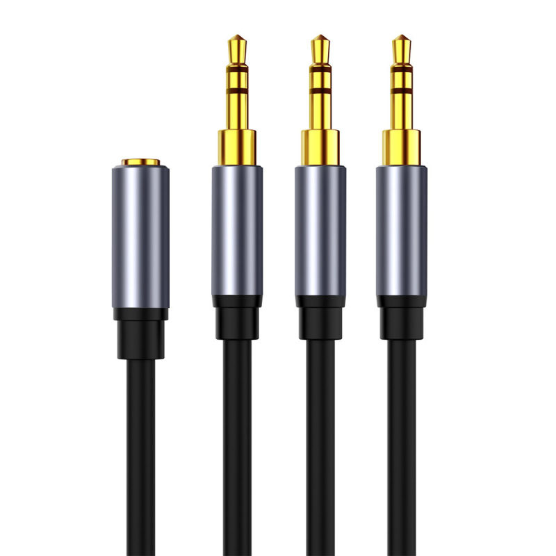 Zlatni 3,5 mm audio kabel, razdjelnik 1 na 3, ženski na muške, bakrena jezgra, univerzalno za 3,5 mm uređaje