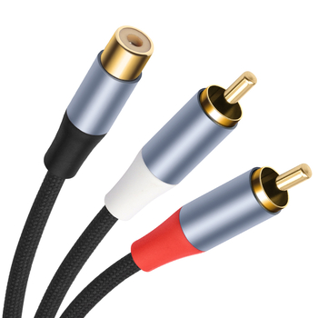 0,5 m RCA kabel s metalnim kućištem i zlatnom premazom, RCA ženski priključak na dvostruki RCA muški, Lotus audio splitter za pojačalo