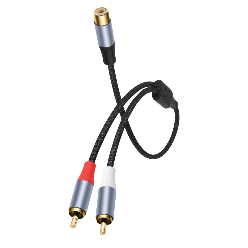 0,5 m RCA kabel s metalnim kućištem i zlatnom premazom, RCA ženski priključak na dvostruki RCA muški, Lotus audio splitter za pojačalo