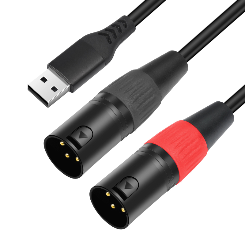 Cablu audio cu decodor încorporat, USB-A la dual XLR, 32-bit/384 kHz, conectori plăcuți cu aur