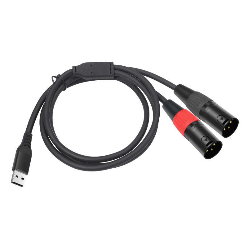 Cablu audio cu decodor încorporat, USB-A la dual XLR, 32-bit/384 kHz, conectori plăcuți cu aur
