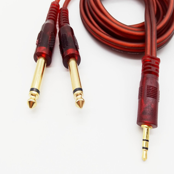 Adaptor audio cablu: 3,5 mm la dual 6,35 mm, nucleu de cupru, înveliș PVC, Model: 3.5 to Dual 6.35 Audio Adapter pentru mixer