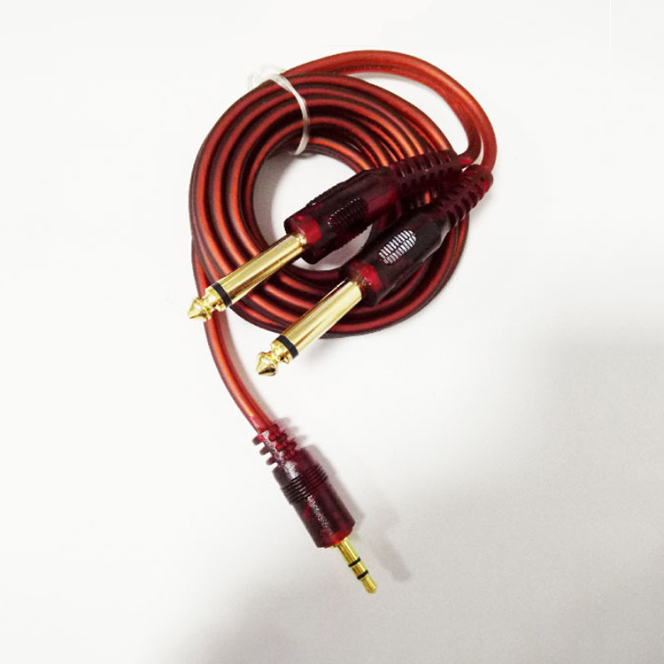 Adaptor audio cablu: 3,5 mm la dual 6,35 mm, nucleu de cupru, înveliș PVC, Model: 3.5 to Dual 6.35 Audio Adapter pentru mixer