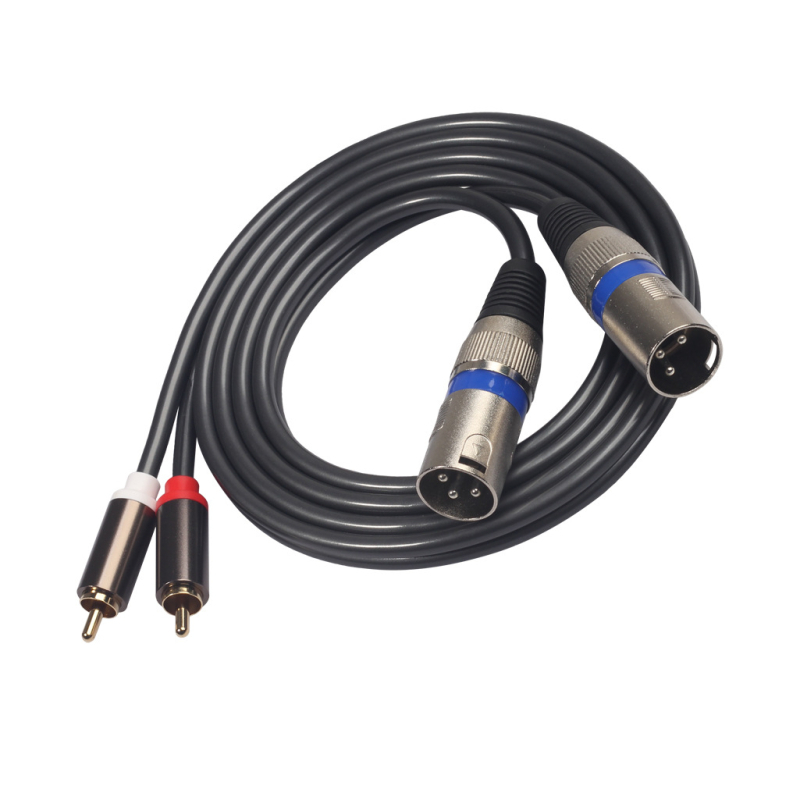 Audio kabel: 2 RCA na dvostruki XLR muški, PVC izolacija, duljina 1,5/3 m, REXLIS 366155-15