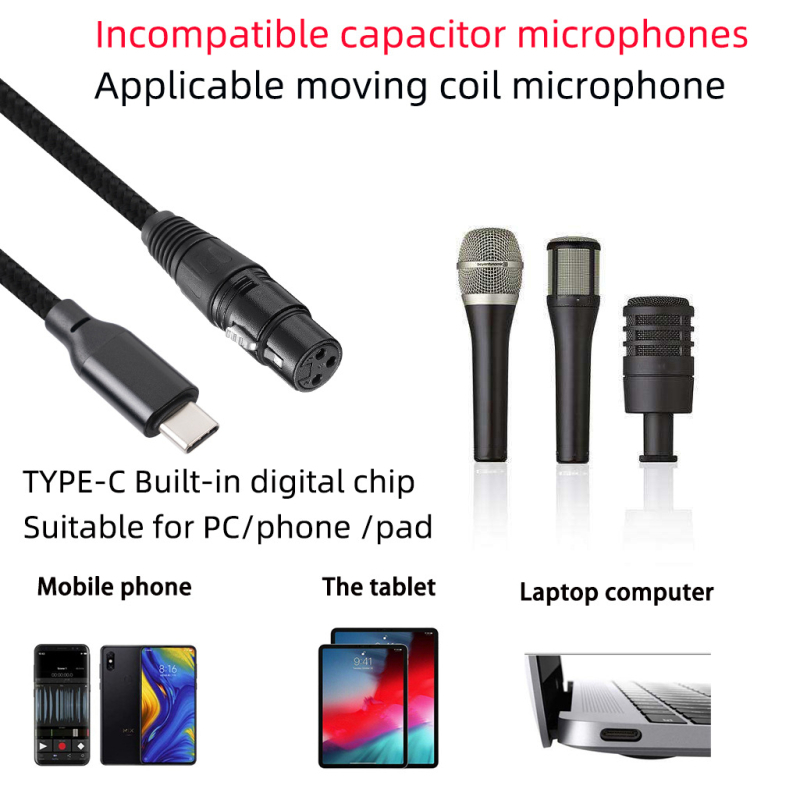 Type-C na XLR ženski kabel za PC, TY20F, signalni kabel, niklani sloj, bakreno jezgro