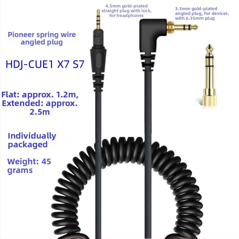 Náhradný kábel pre slúchadlá Pioneer HDJ-CUE1, X7, X7 S7 – ultra pružný, jadro z čistého medi a vodič z bezkyslíkového medi