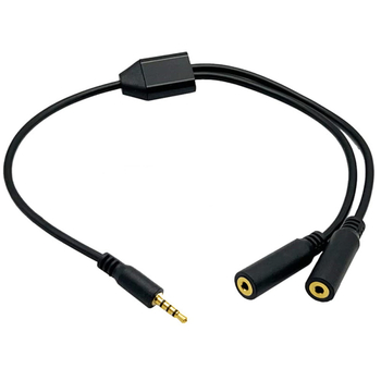 ERE zlatno-pokovani TRRS Y-razdjelni mikrofon produžni kabel, 4-polski bakreno jezgro, 2,5 mm muški na dva ženska priključka