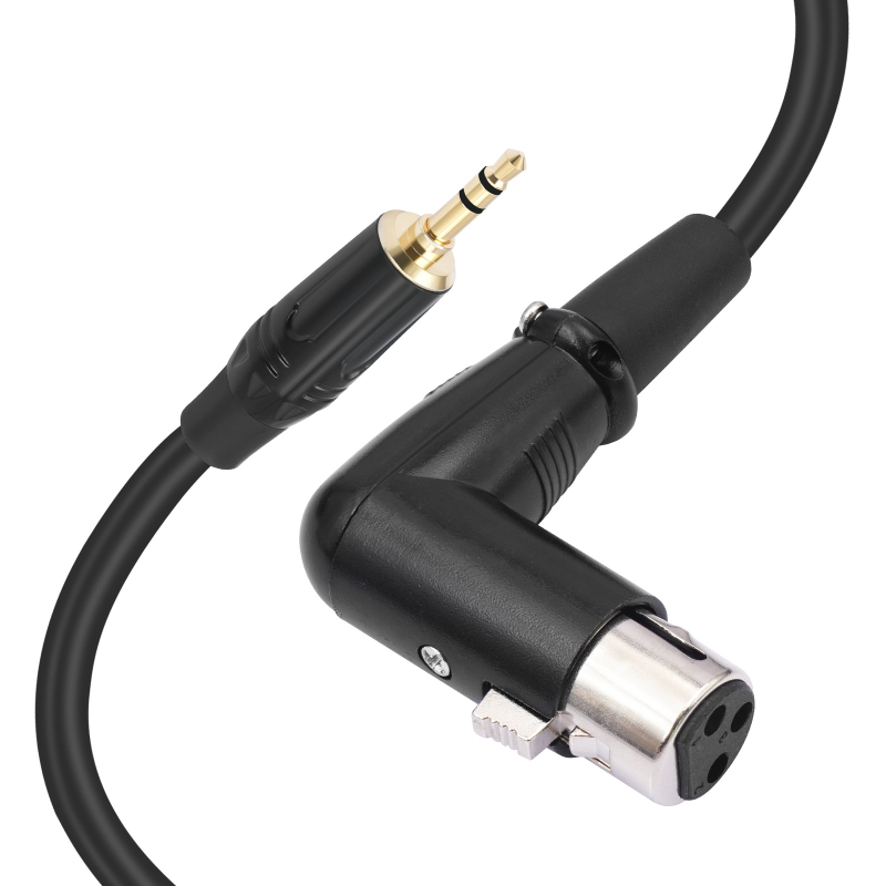 REXLIS TC195BXK041L-10 Mikrofonski kabel 3,5 mm TRS na XLR, s pravim kutem priključak, zlatni premaz, bakreno jezgro