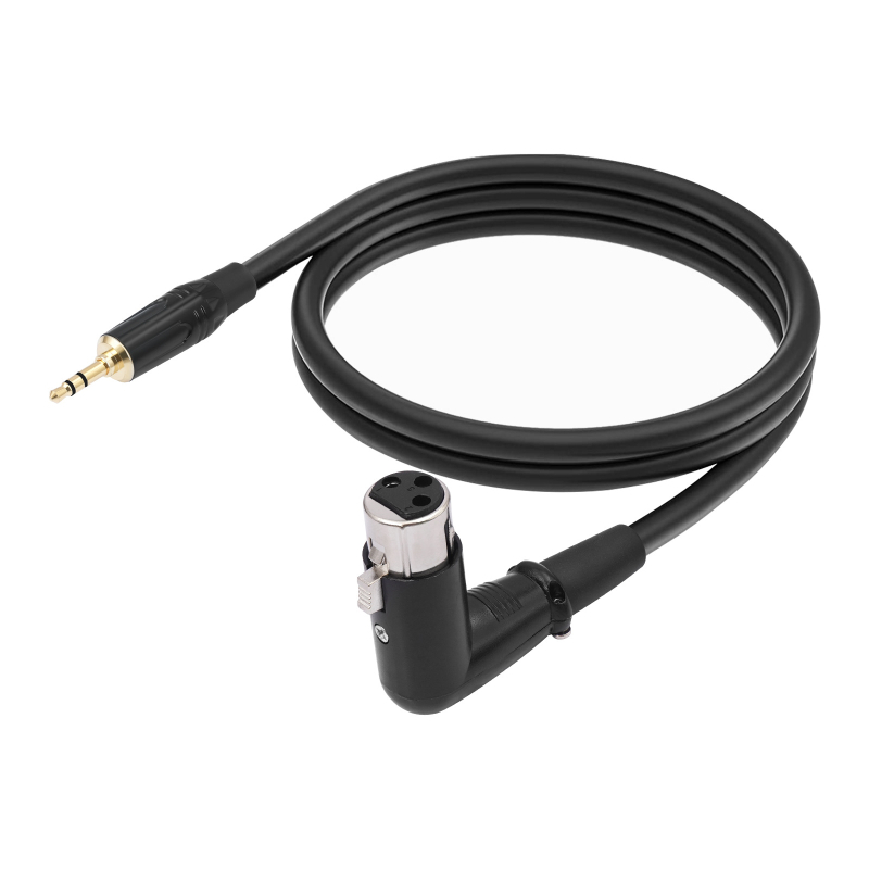 REXLIS TC195BXK041L-10 Mikrofonski kabel 3,5 mm TRS na XLR, s pravim kutem priključak, zlatni premaz, bakreno jezgro