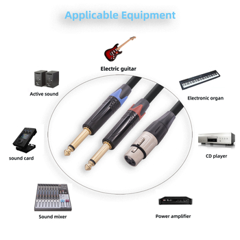 Kábelový adaptér XLR-F na dva 1/4 palcové mono konektory, zlatom potiahnuté meďové vodiče